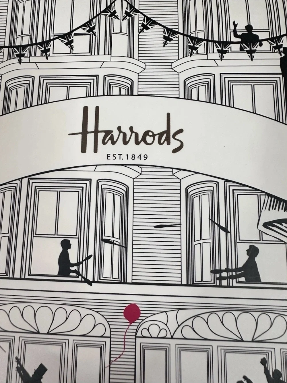 Harrods White, Black & Pink “Pink Balloons” Illustrated Hardcover Notebook- RARE